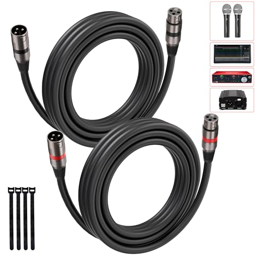 Bietrun XLR Cables 6FT/1.8M 2 Pack, Premium Heavy Duty Balanced Microphone Cable with 3-Pin XLR Male to Female Microphone Cord Connector Compatible with Microphones,Mixer,Speaker Systems,Preamps More