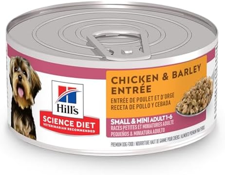 Hill's Science Diet Small & Mini, Senior Adult 7+, Small & Mini Breeds Senior Premium Nutrition, Wet Dog Food, Chicken & Barley Loaf, 5.8 oz Can, Case of 24