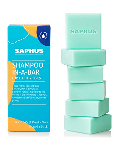 6Pcs Shampoo Bars for Hair (8.46oz), Shampoo Soap Bar Set for Women and Men Travel, Natural Ingredients, Sulfate Free Solid Shampoo for Dandruff, Oily Hair, Blue