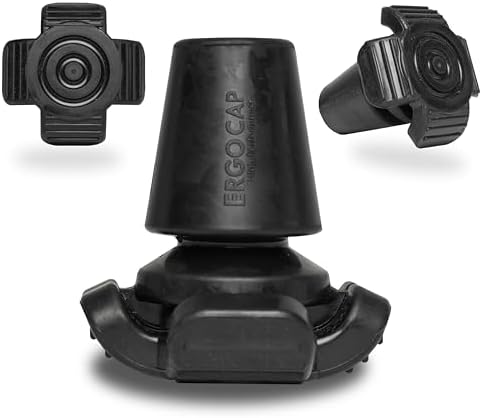 Ergocap® High Performance Crutch Rubber Tip - Rubber Replacement Foot Pad for Walking Canes - Stable Four Point, Engineered to Mimic The Joint Articulation of The Foot/Ankle (Universal-1 Crutch Tip)
