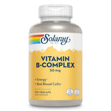 SOLARAY Vitamin B Complex 50mg - Healthy Energy Supplement - Red Blood Cell Formation, Nerve and Immune Support - Super B Complex Vitamins w/Folic Acid, Vitamin B12, B6 and More, Vegan, 250 VegCaps