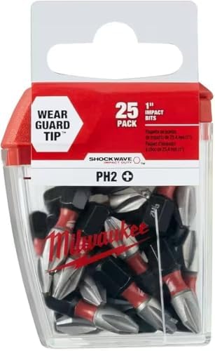 Milwaukee Electric Tool 48-32-4604 Shockwave Impact Duty insert Bit, NO 2, Phillips, 1" OAL, Proprietary Steel