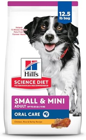 Hill's Science Diet Oral Care, Adult 1-6, Small & Mini Breeds Plaque & Tartar Buildup Support, Dry Dog Food, Chicken, Rice, & Barley, 12.5 lb Bag