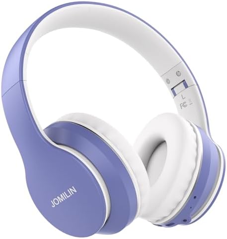 B9 Wireless Headphones Over-Ear, 60 Hours Playtime Lightweight Folding Hi-fi Stereo Bass Bluetooth Headset with Mic, Volume Control Headphones for iPad/Travel/Tablet/PC (Purple)