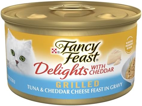Purina Fancy Feast Delights With Cheddar Grilled Tuna and Cheddar Cheese Feast in Wet Cat Food Gravy Cat Food - (Pack of 24) 3 oz. Cans