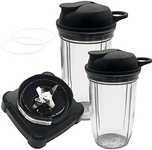 Replacement extractor blade with 18oz 24oz cup and spout lid for Ninja Professional 72oz Countertop Blender Ninja Professional 1000W Blender BL610 30/BL610 BRN 30/BL611C/CO610B/CO650B