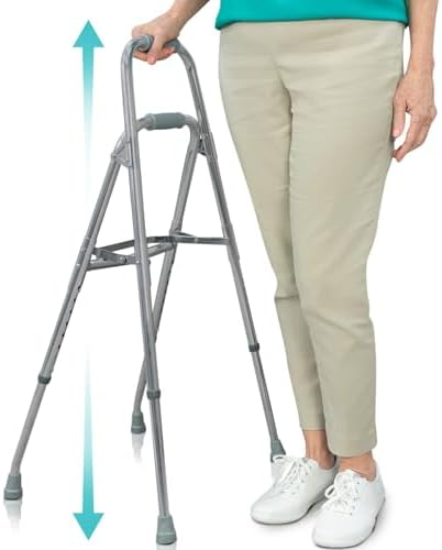 Vive Hemi Walker for Seniors - Narrow for Small & Tight Spaces, Ultra Lightweight, One-Handed Folding Walker, Foldable, Works as Chair Stand Assist Aid Grab Bar for Elderly - Sit to Stand Side Cane