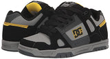 DC Men's Stag Low Top Skate Shoe, Grey/Black/Yellow, 8.5