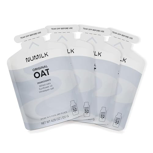 Numilk Pouches - Original Oat - Creamy Plant-Based Milk in Seconds - Easy-to-Use with the Numilk Nut Milk Maker Machine - Dairy Free Milk Beverage - One Pouch Makes 32oz - 4-Pack