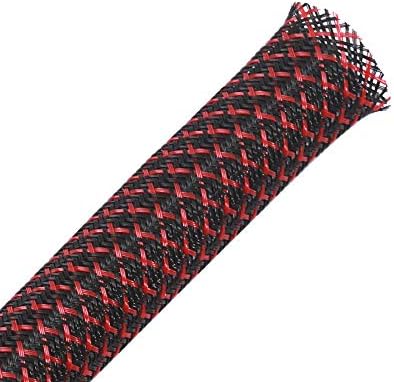 100ft - 1/4 inch PET Expandable Braided Sleeving – BlackRed – Alex Tech Braided Cable Sleeve