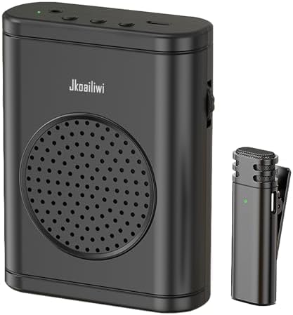 Bluetooth Voice Amplifier with Wireless Lavalier Microphone, Personal Teacher Microphone for Classroom, Portable Speaker System for Yoga/Meetings/Speeches/Tours, Teacher Must Haves, Black