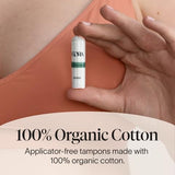 Cora Organic Tampons, Non-Applicator, 100% Organic Cotton | Ultra-Absorbent, Unscented, Natural, Non-Toxic, Applicator Free | Eco-Conscious (36 L/R Tampons)