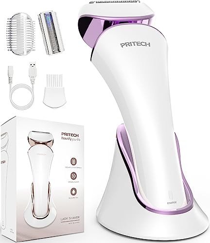 PRITECH Electric Shaver for Women - Cordless Ladies Shaver, Lady Razor for Legs, Arm, Underarms, Bikini, USB Rechargeable Razor Wet & Dry Waterproof Razor for Woman