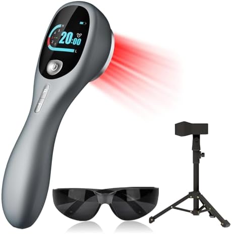Handheld Red Light Therapy with Stand, Infrared Light Therapy Device for Body, Portable Cold Red Light Machine for Muscle and Joint Pain(4 * 808nm+14 * 650nm)