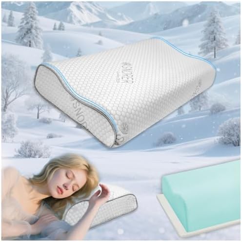 Memory Foam Pillows - Cervical Neck Pillow for Pain Relief, Ergonomic Side Sleeper Pillow for Sleeping, Orthopedic Contour Neck Pillows for Neck and Shoulder Pain with Cooling Pillowcase, Cream