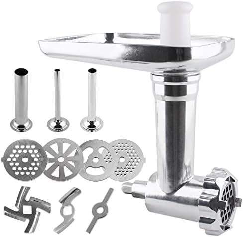 MG-50 Meat Grinder Attachment ,Compatible with Cuisinart Stand Mixer SM-50 and SMD-50 Series(Stainless Steel Sausage stuffer Tubes), Silver, 8.8*3.9*8.2 (1101)