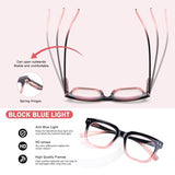 CHOFILORD Progressive Multifocus Reading Glasses for Women Men Blue Light Blocking Spring Hinge Square Computer Readers (4 Pack Mixed B, 2.25, Diopters)