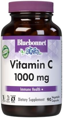 Bluebonnet Nutrition Vitamin C 1000 mg Vegetable Capsules, Ascorbic Acid, For Immune Health & Skin Health, Vegan, Vegetarian, Non GMO, Gluten Free, Soy Free, Milk Free, Kosher, 90 Vegetable Capsules
