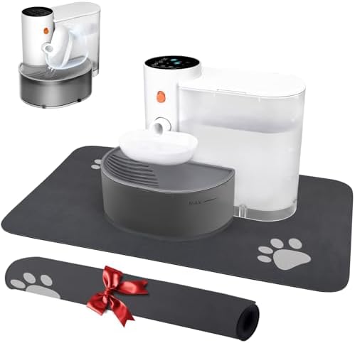Smart Pet Water Fountain,Wireless Cat Water Fountain No Filter,3.5L/118oz Ultra Silent Cat Fountain,Sewage Separation & Always Fresh Water(with A Quick Dry Pet Mat)