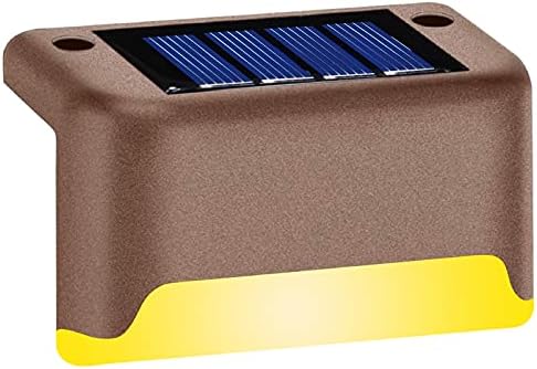 K.E.J. Solar Deck Lights Outdoor,LED Step Light Waterproof Landscape Lighting for Stairs,Step,Fence,Yard,Patio,Driveway,Pathway,Yard,Backyard and Garden (1 Pack, Brown)