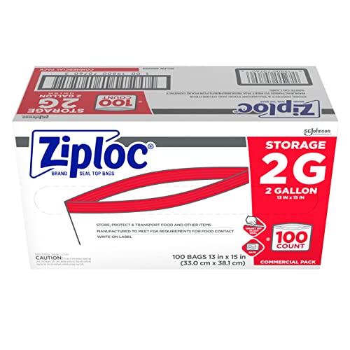 Ziploc Double Zipper Bags, 2 Gallon, Clear, Case Of 100