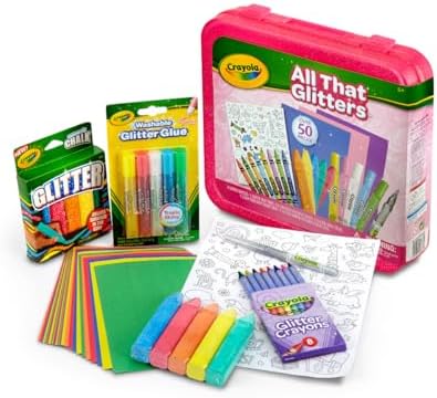 Crayola All That Glitters Art Case (50+pcs), Glitter Crayons & Coloring Supplies, Kids Art Set, Gifts for Girls & Boys, Ages 5+