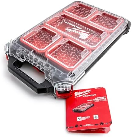 Milwaukee 4932471065 932471065 PACKOUT Compact Slim Organiser, Black, Red