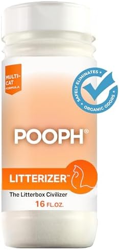 POOPH® LITTERIZER™ – The Litter Box Civilizer Helps Cut Litter Cost in Half Eliminates Organic Odor On-Contact Absorbs And Helps Keep Litter Dry NO Fragrance NO Harsh Chemicals Safe Effective