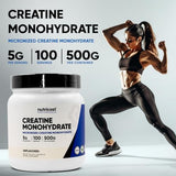 Nutricost Creatine Monohydrate Micronized Powder 500G, 5000mg Per Serv (5g) - Micronized Creatine Monohydrate, 100 Servings, 17.9 Oz