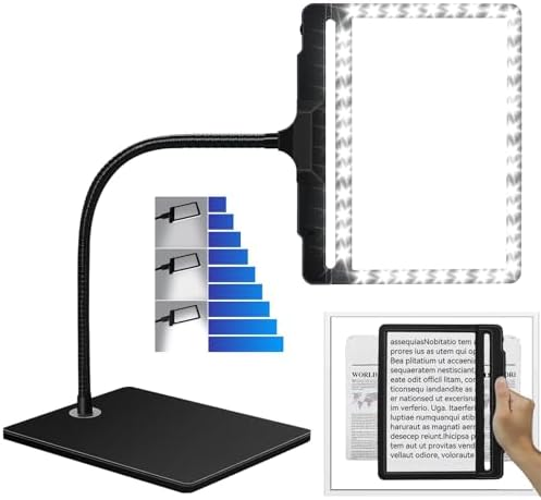 5X Large Magnifying Glass with 42 LED Light and Stand, Flexible Gooseneck Magnifying Desk Lamp,2-in-1 Adjustable Brightness Detachable Page Magnifier for Reading,Crafts,Painting,Sewing,Close Work