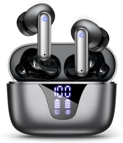 ZIUTY Wireless Earbuds, Ear Buds Bluetooth V5.3 Headphones 50H Playtime with LED Digital Display Charge Case, IPX5 Waterproof Earphones with Mic for iPhone Android Phone Computer Laptop - Star Gray