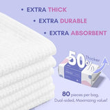 PoeticEHome Cotton Tissue Dry Wipes - Extra Thick Biodegradable Facial Cleansing Towel Disposable Wash Cloth for Makeup Cleaning 4 PACK