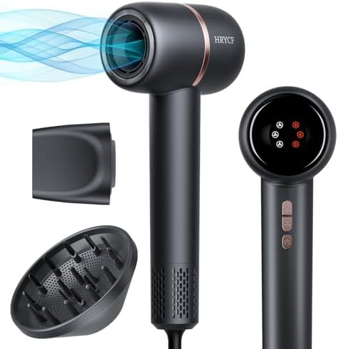 Ionic Hair Dryer, High Speed Hair Dryer,160000RPM Professional Blow Dryer 500 Millions Negative Ionic Care Fast Drying Hair Dryer, Thermo-Control Low Noise with Magnetic Nozzle & Diffuser, Black