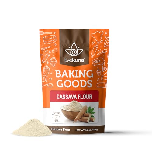 LiveKuna - Cassava Flour, Cassava Root Baking Flour, Gluten-free Flour, Alternative to All Purpose Flour, Spelt Flour, Great for Baking Vegan Bread and Casava Flour Tortillas