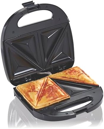 Hamilton Beach Electric Sealed Sandwich Maker Grill with PFAS-Free Nonstick Plates, Makes Stuffed French Toast, Omelets, Compact & Easy to Store, Black (25430G)