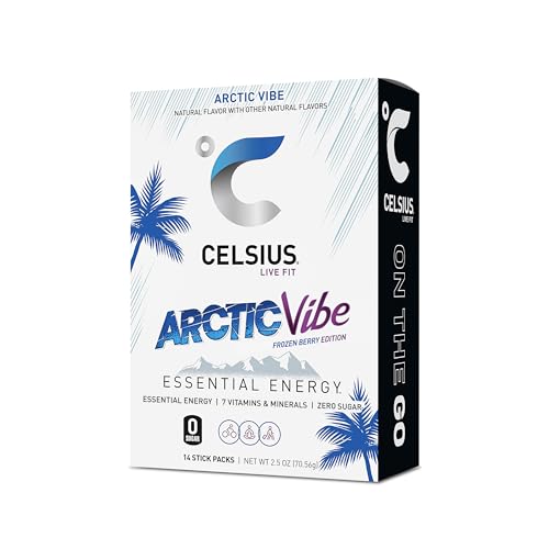 CELSIUS® On-the-Go Powder Sticks Arctic Vibe, Essential Energy 2.6 Oz (14 Sticks per Pack)