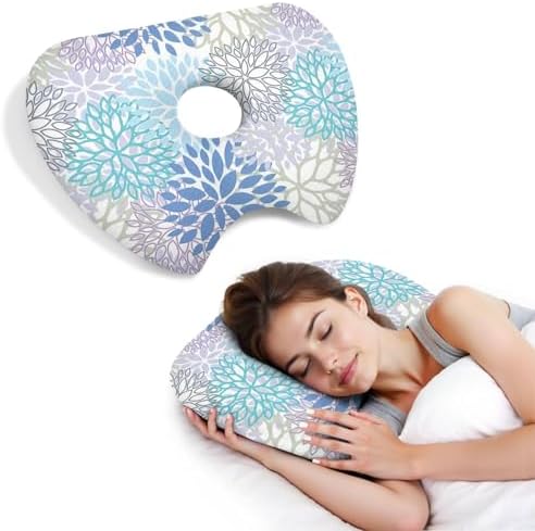 Ear Piercing Pillow for Side Sleepers Pillows with Holes for Ear Pain,Donut Pillow for Ear Side Sleeping Pillow for Adults CNH Ear Pain Relief Pressure Sores Ear Pillow with Hole in Center