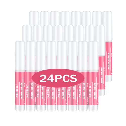 MEKK Nail Glue,Super Strong Nail Glue for Acrylic Nails,Long Lasting Nail Glue for Press Ons,Professional Nail Tip Glue Nail Tech Supplies Adhesive Press On Nail Glue for Nail Tips 0.07OZ/PCS(24PCS)