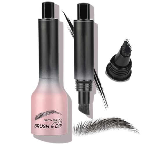 Brow-Fection Angled Brush & Dip Liquid Eyebrow Gel, Brow Lamination & Powder Pen, Eyebrow Hair Stroke Brush, Wild Eyebrow Pencil Waterproof Long Lasting Quick Drying (#06 Grayblack)