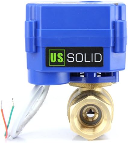 U.S. Solid Motorized Ball Valve- 1" Brass Ball Valve with Standard Port, 9-24V AC/DC and 2 Wire Auto Return Setup