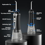 H2ofloss Water Flosser Cordless Professional Dental Oral Irrigator, Portable & Rechargeable Teeth Cleaner Picks 300ML IPX7 Waterproof Waterflosser Flossing Machine for Home Travel