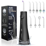 AUIEI Water Flosser Teeth Pick: 9 Jet Tips Cordless Oral Irrigator with 300ML, 5 Modes Portable Power Dental Flossers, IPX7 Waterproof Rechargeable Electric Waterflosser Machine for Home Travel, Black