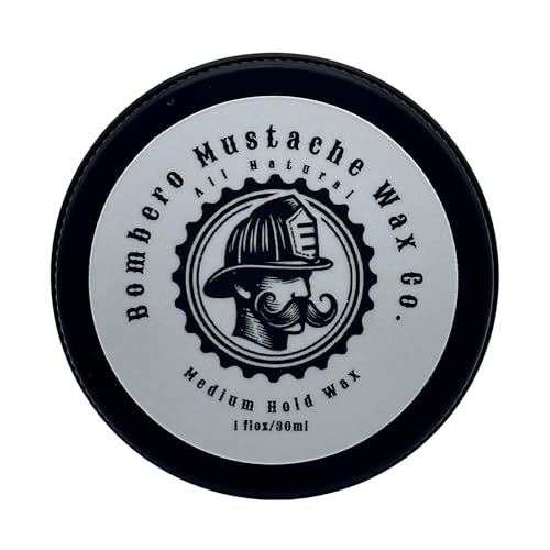 Mustache Wax Medium Hold - Bombero Mustache Wax Co. - Easy Application, Restyleable, Lasting Hold - Most Advanced All Natural Formula Holds up to Hard Work and Exercise - 1 OZ tin (Mint)
