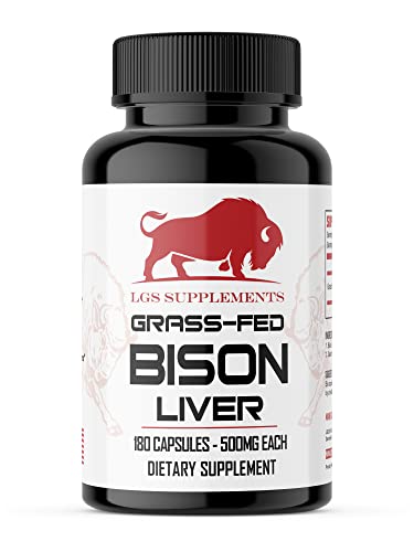 Grass Fed Bison Liver Capsules Supports Energy Production, Detoxification, Digestion, Immunity, Natural Iron Non-GMO, Freeze Dried Liver Health Supplement, 3000mg