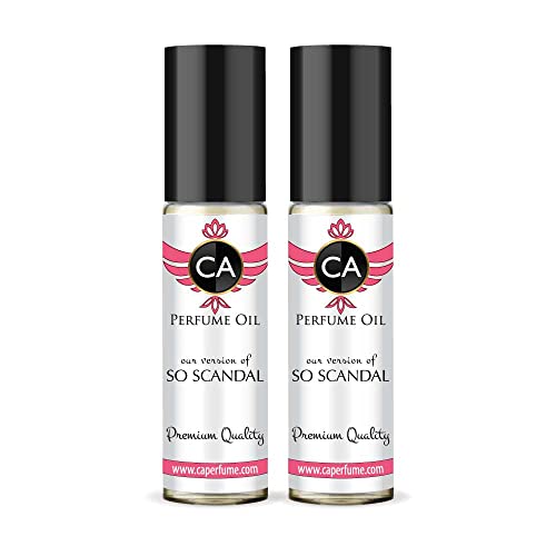 CA Perfume Impression of Jean P. Guiltier So Scandal For Women Replica Fragrance Body Oil Dupes Alcohol-Free Essential Aromatherapy Sample Travel Size Concentrated Long Lasting Roll-On 0.3 Fl Oz-X2