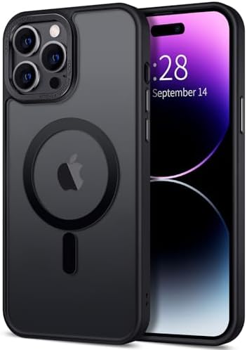 Hython Case for iPhone 14 Pro Max Case Magnetic Translucent Matte Phone Cases 6.7" [Compatible with MagSafe] Thin Slim Fit Shockproof Bumper Hard Protective Cover for Women Men Girls, Frosted Black