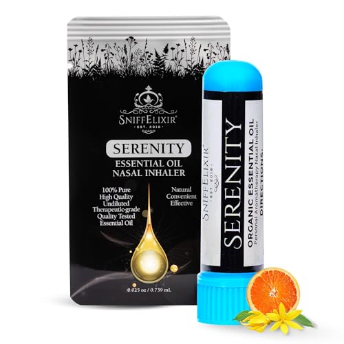 Serenity Nasal Inhaler Aromatherapy Inhaler, Natural Stress Relief Inhaler Essential Oil Inhaler that Calm, Boosts Mood, Reduces Worry - Portable Nose Inhaler Stick-Nasal Inhaler Stick
