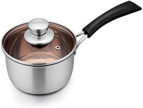 TeamFar 1qt Saucepan, Stainless Steel Sauce Pan with Lid, Milk Pan Cookware Professional with Long Heatproof Handle, Non Toxic & Healthy, Rust Free & Dishwasher Safe