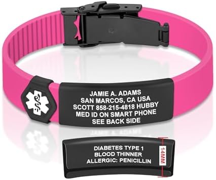 Divoti Custom Engraved Medical Alert ID Bracelet – Dual-Sided Laser Etching, Silicone Wristband, Stainless Steel Security Clasp – Adjustable & Trim-to-Fit – Emergency Medical Info Band for Men & Women