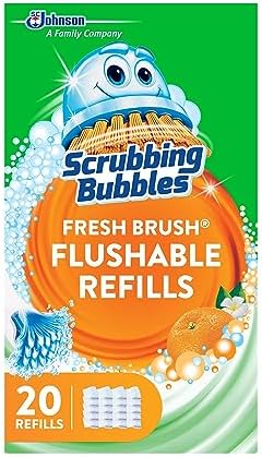 Scrubbing Bubbles Flushable Toilet Bowl Wand Cleaner Refills, Fresh Brush Cleaner Toilet Refill Pads, Removes Limescale & Odors, Citrus Scent, 20 Count (Pack of 1)